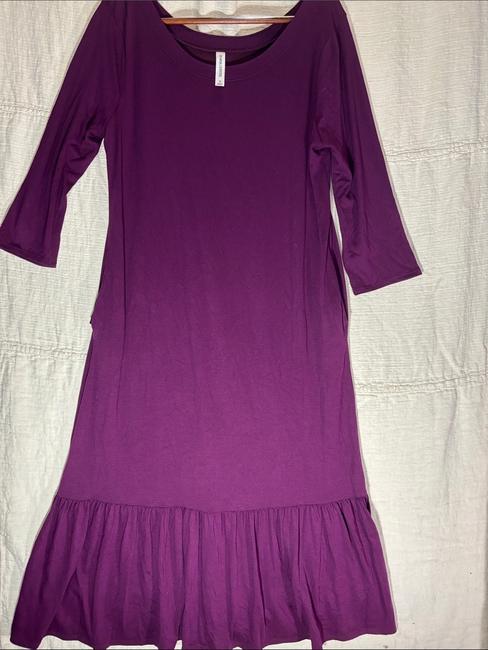 Zenana Outfitters Deep Purple Ruffle-Hem Maxi Dress w/ pockets